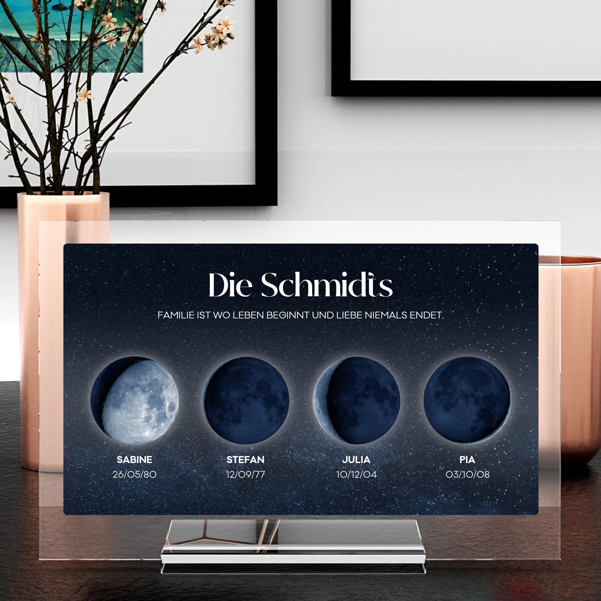 Mondphasen Aufsteller aus Glas