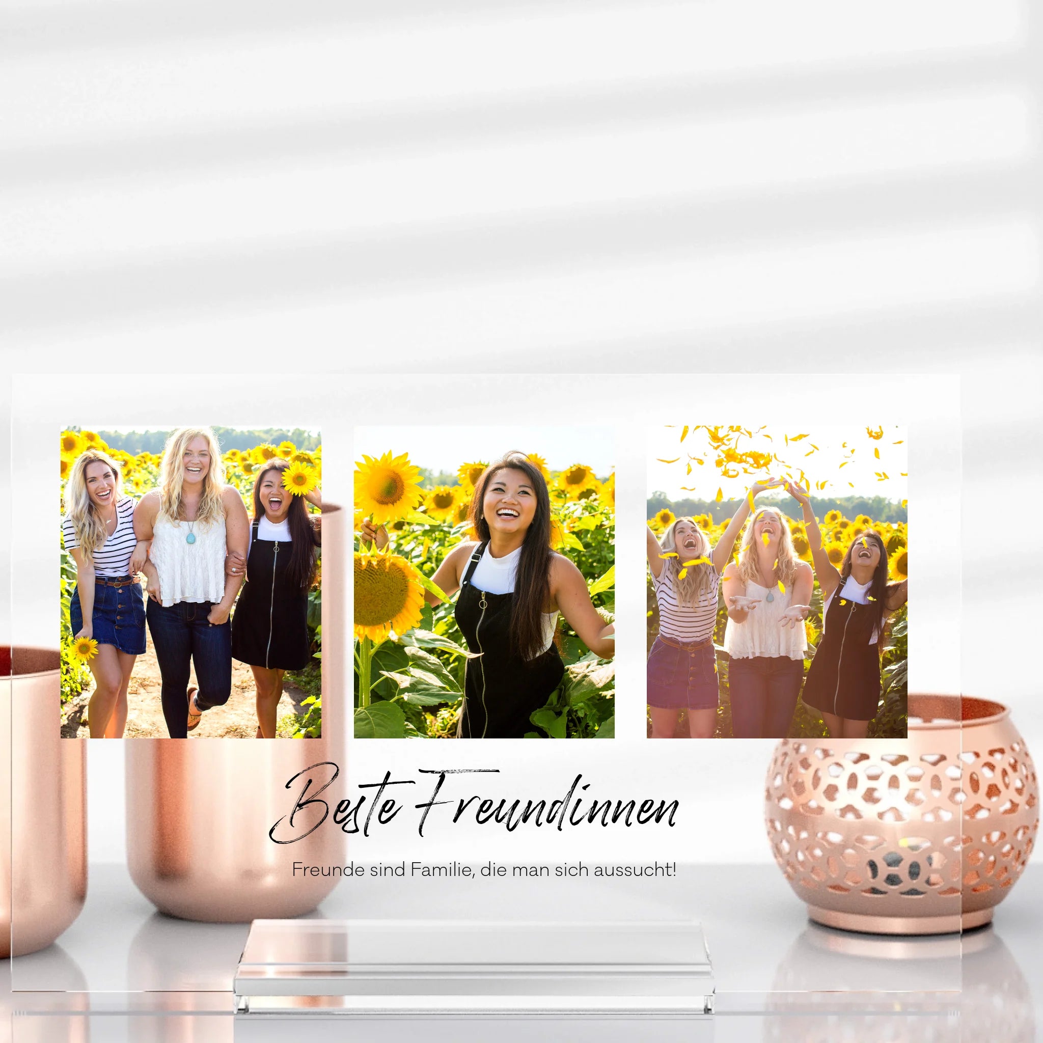 Collage-Aufsteller aus Glas